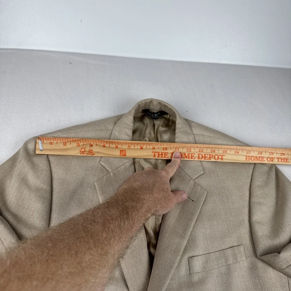 Jos A Bank Silk Camel Hair Mens Tan Herringbone Blazer 42S Casual preppy